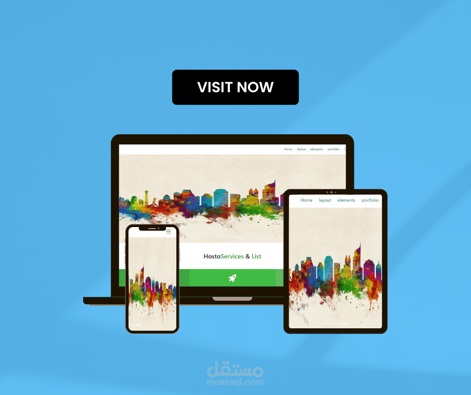 مشروع تجريبى كامل باستخدام  bootstrap وCSS3و HTML 5 ومتجاوب مع جميع الاجهزة