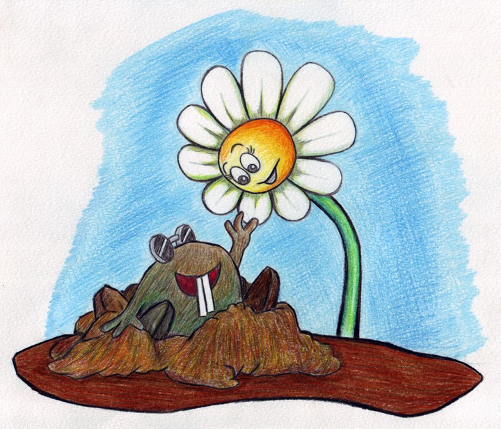 رسم لقصة عن الوردة و الخلد
