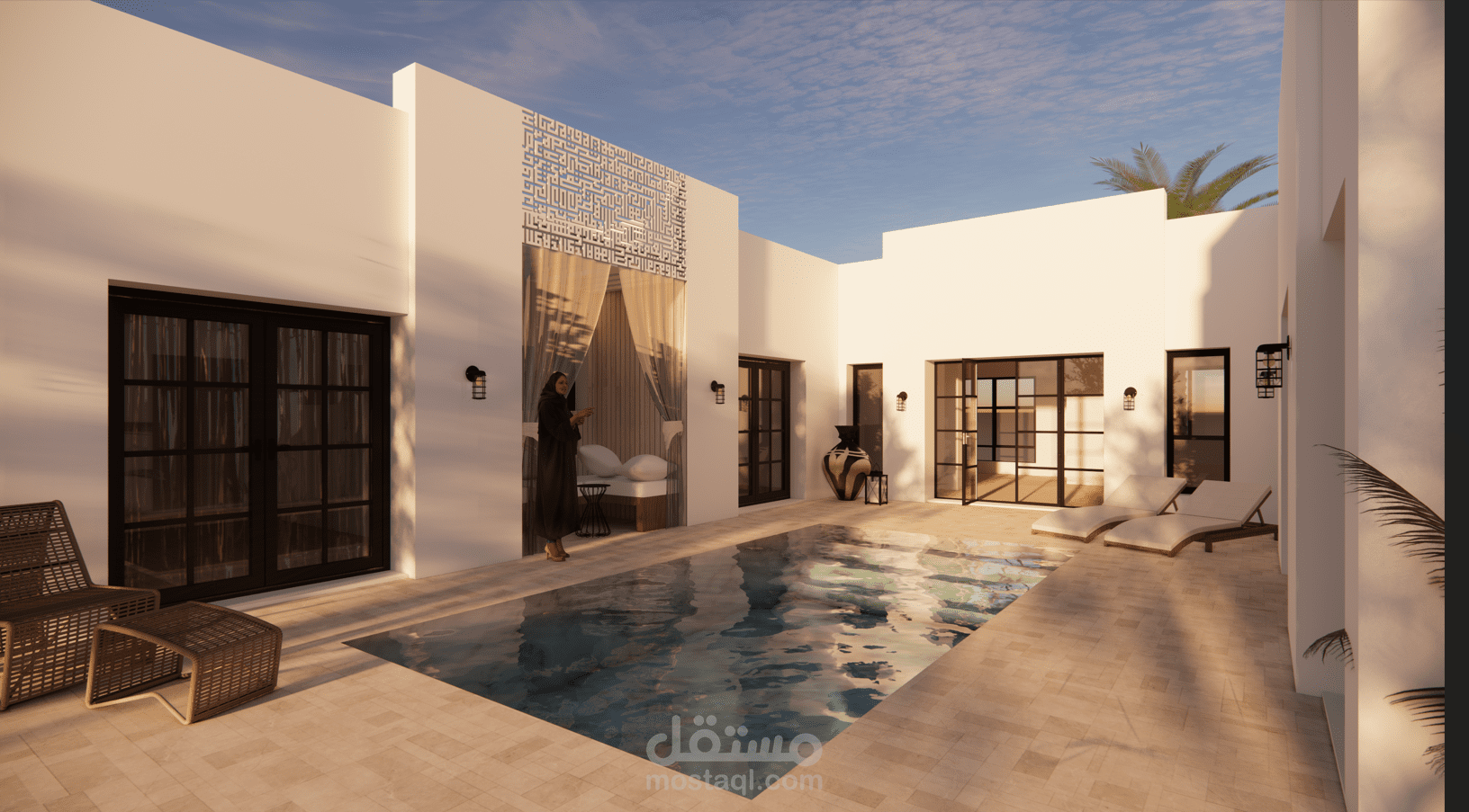 تصميم فيلا طابق ارضي و  Rendering
