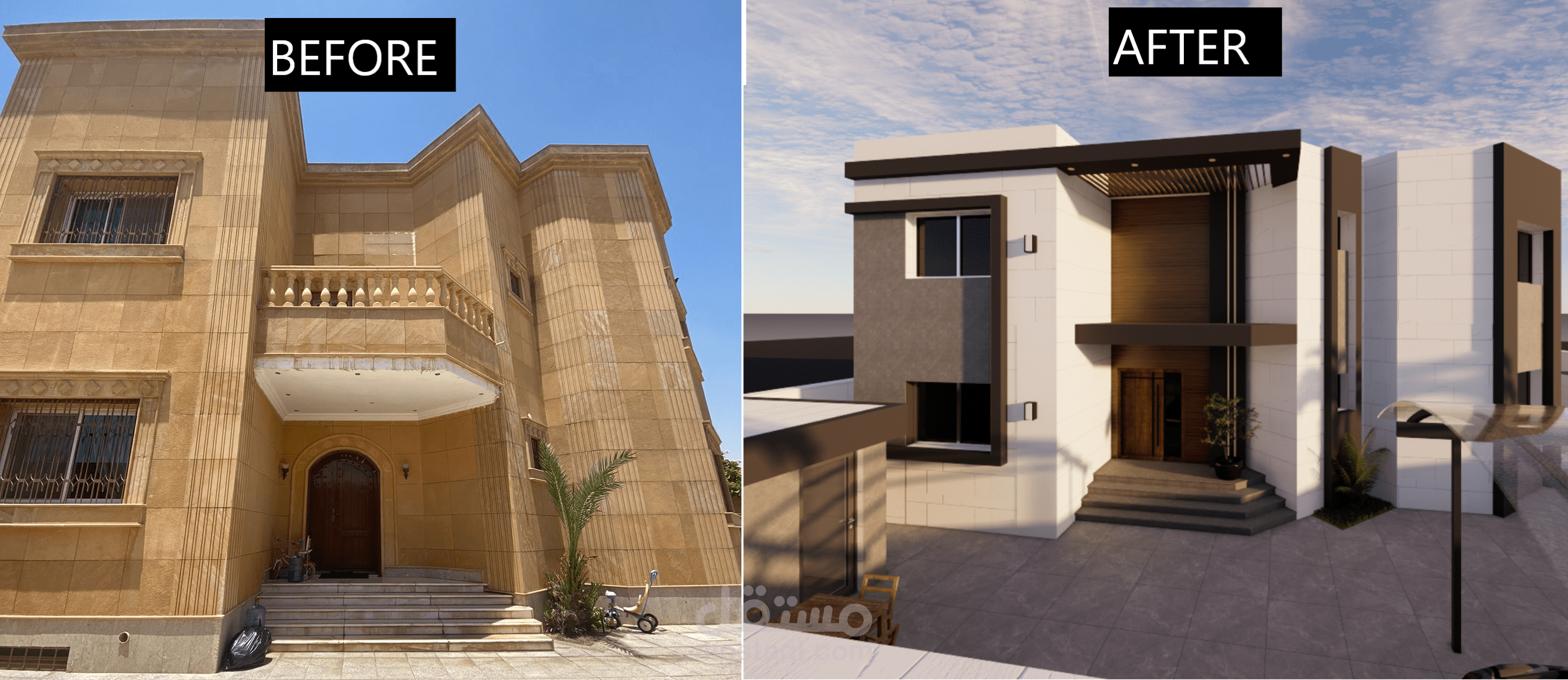 مشروع تطوير فيلا إلى تصميم مودرن كلاسيك