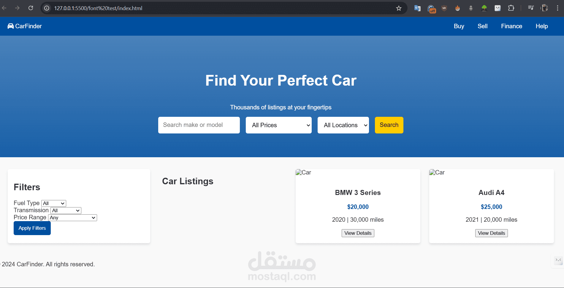 I will design and develop a car listing and search platform like CarFinder