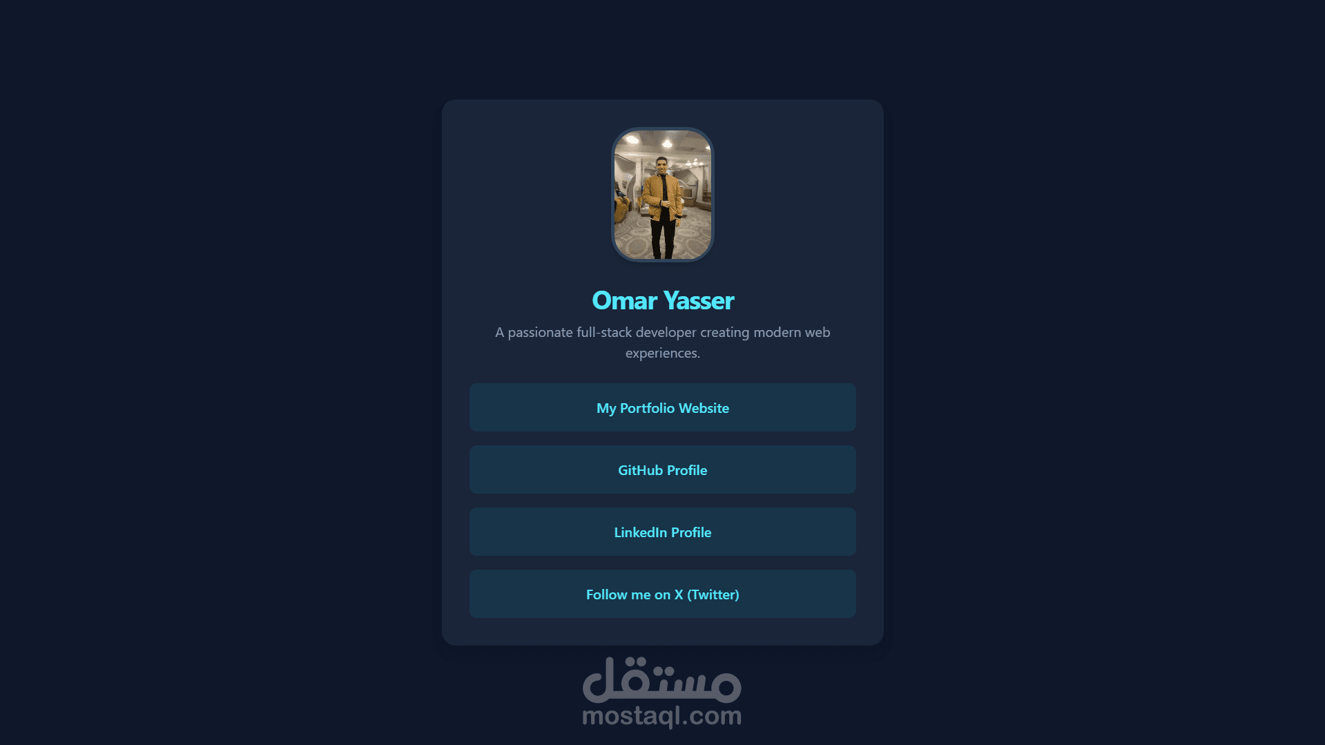 صفحة هبوط شخصية لعرض الهوية الرقمية (Digital Hub)