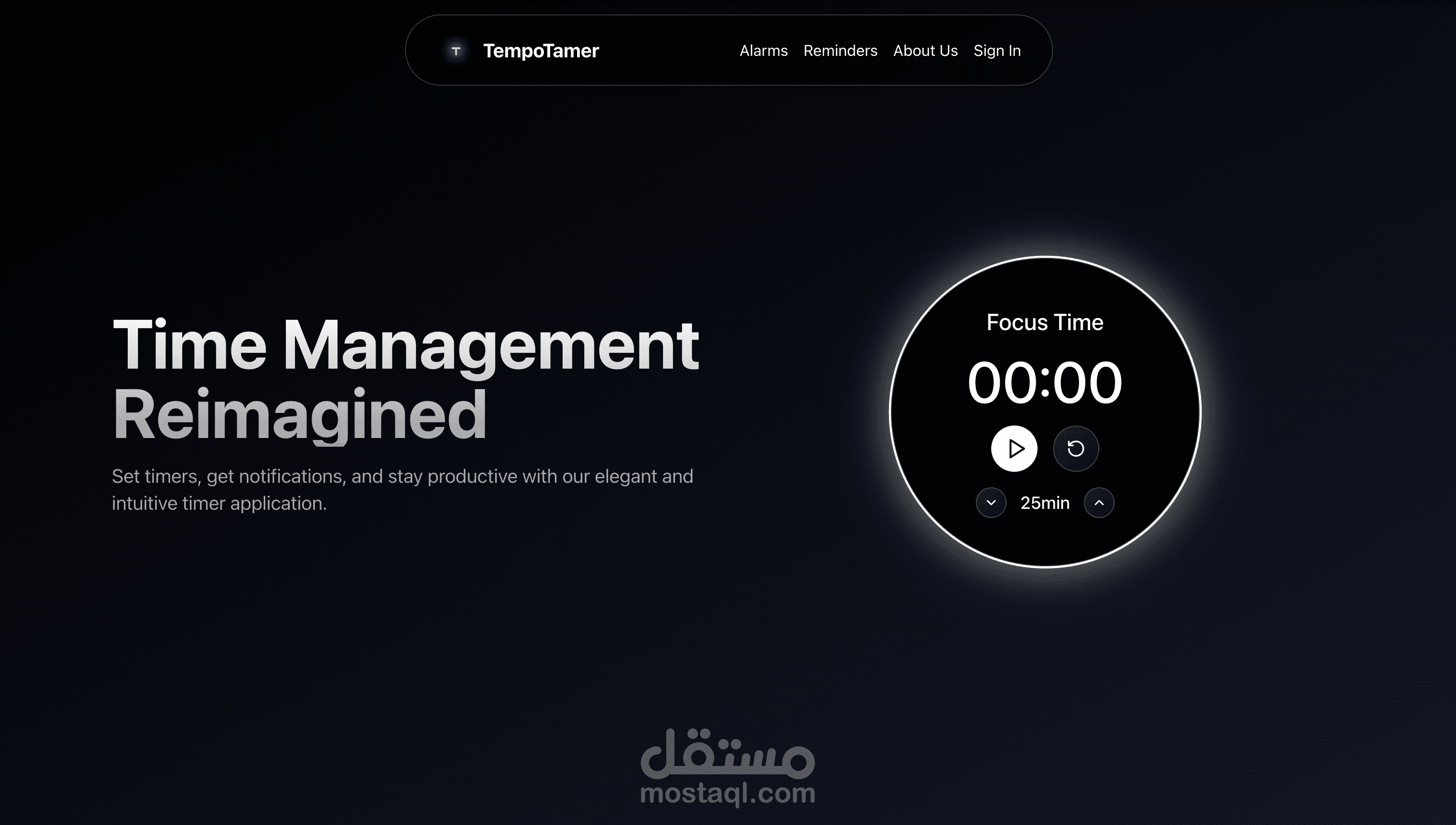 TempoTamer هو موقع مخصص لتحسين الإنتاجية من خلال مؤقتات تركيز قابلة للتخصيص. يمكنك ضبط مؤقتات مشابهة لكرونومتر لتنظيم وقتك، التركيز على المهام، وإدارة فترات الراحة لتعزيز الكفاءة وتحقيق أهدافك بسهولة.