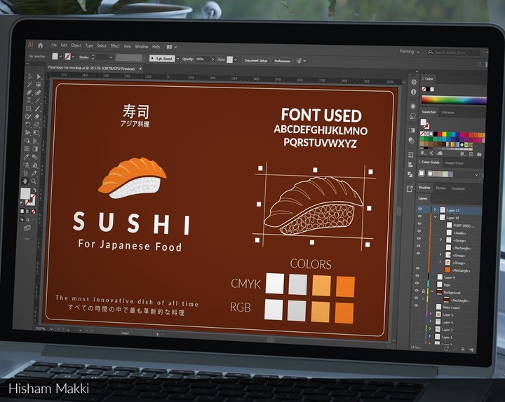 Sushi restaurant logo design