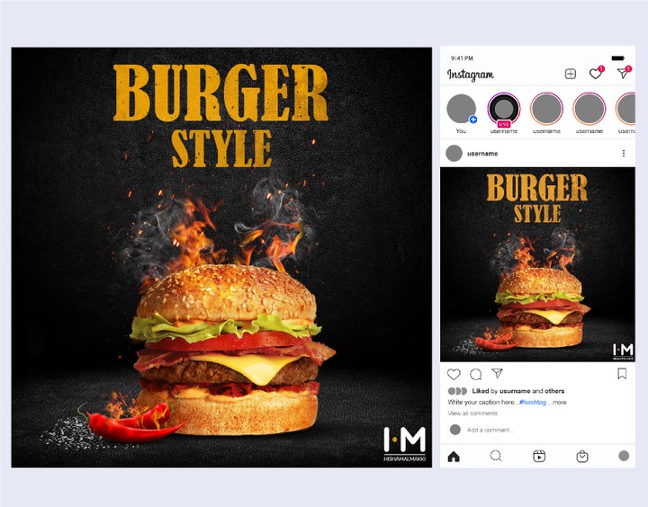 Burger Social Media Post Design