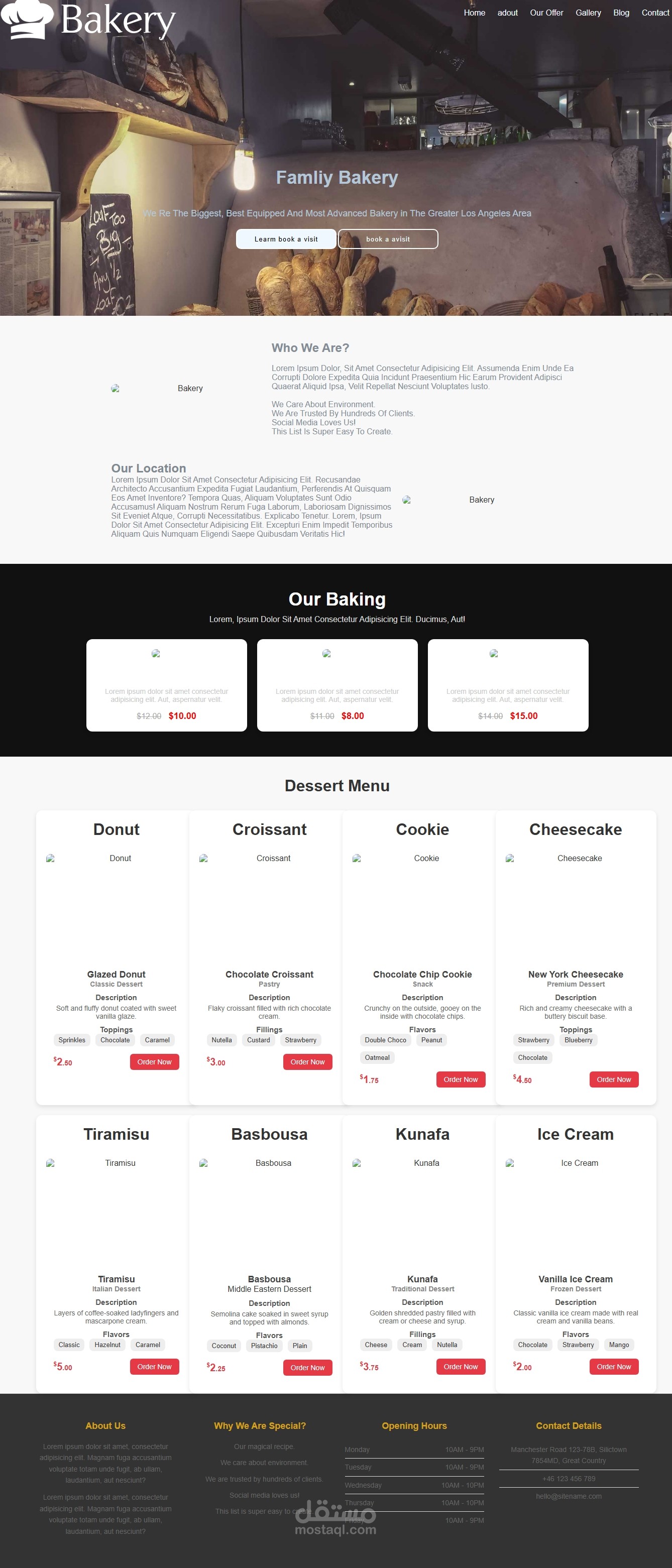 Food restaurant website