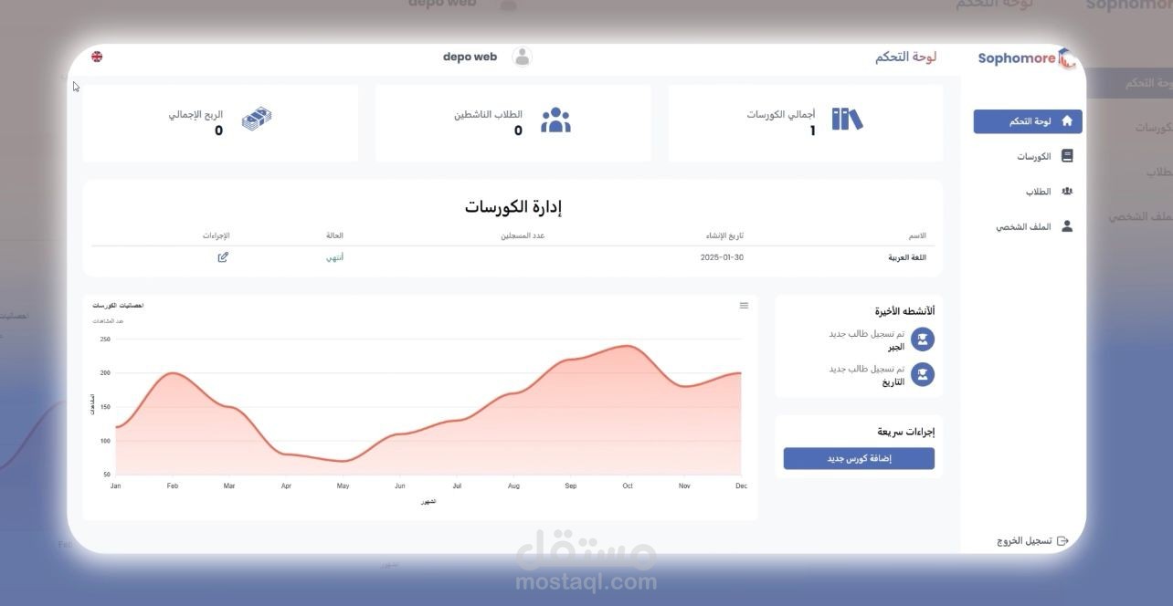 منصة تعليمية متكاملة مصممة لتوفير تجربة تعلم مرنة وعصرية، قابلة للتحويل إلى تطبيق جوال احترافي