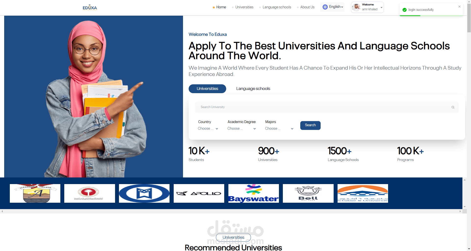 Eduxa", website for studying abroad "