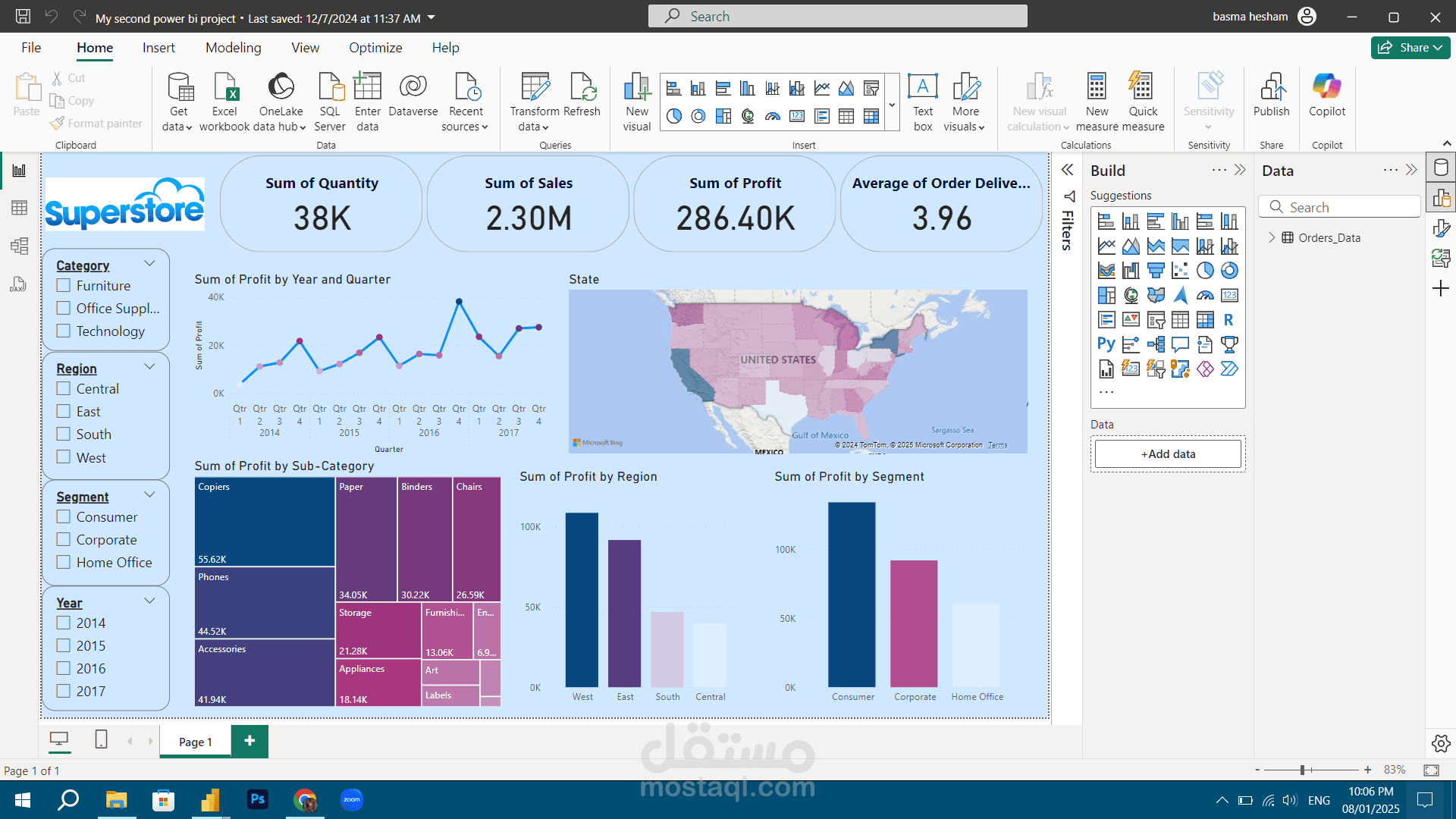 مشروع تحليل بيانات المبيعات وتصميم لوحات التحكم التفاعلية باستخدام Power BI