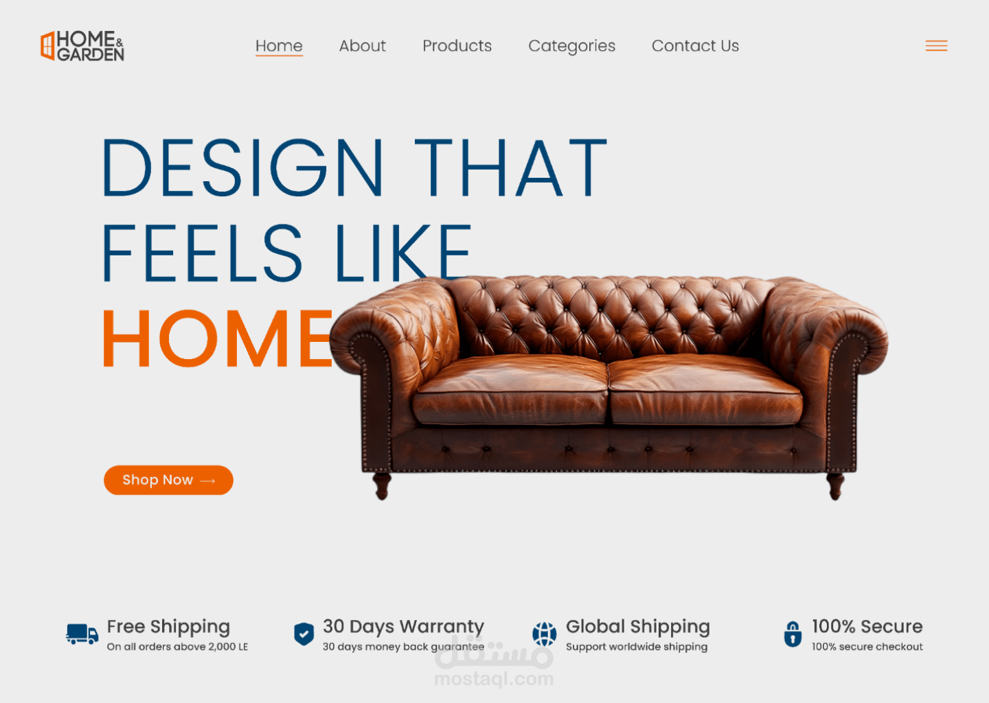 تصميم واجهة موقع لبيع الأثاث – Furniture Website UI Design