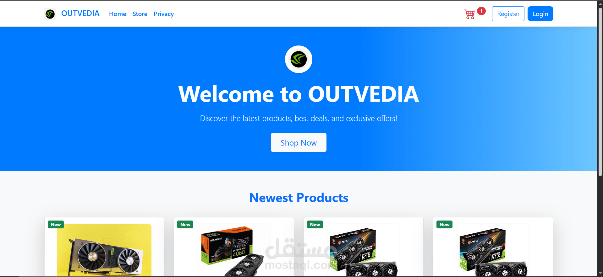 Outvedia - منصة تجارة إلكترونية متكاملة باستخدام ASP.NET Core MVC