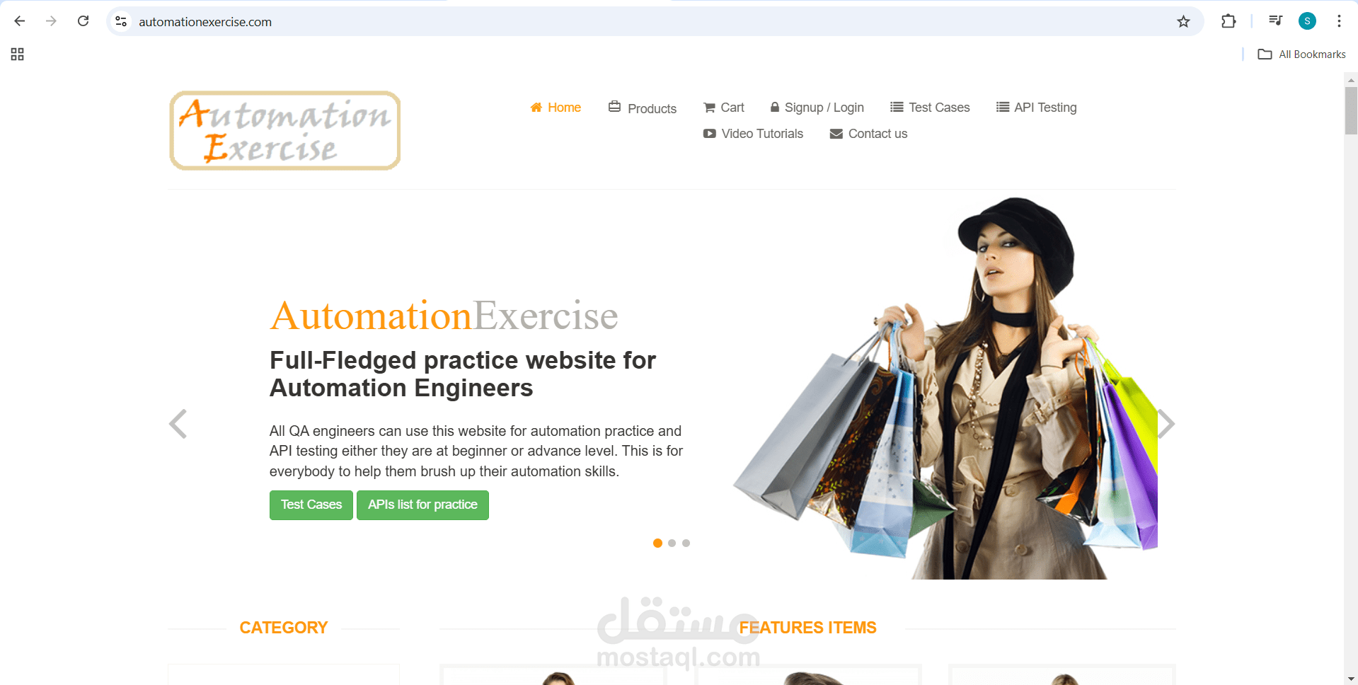 Automation exercise test (E-commerce)