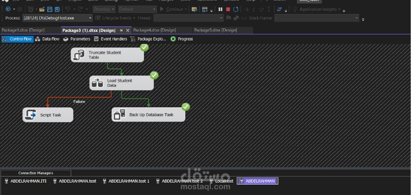 حزمة SSIS لأتمتة تدفّق بيانات الموظفين/الطلاب مع نسخ احتياطي ذكي ومعالجة أخطاء