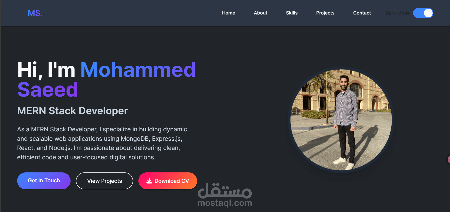 موقع شخصي لعرض أعمالي كمطور ويب