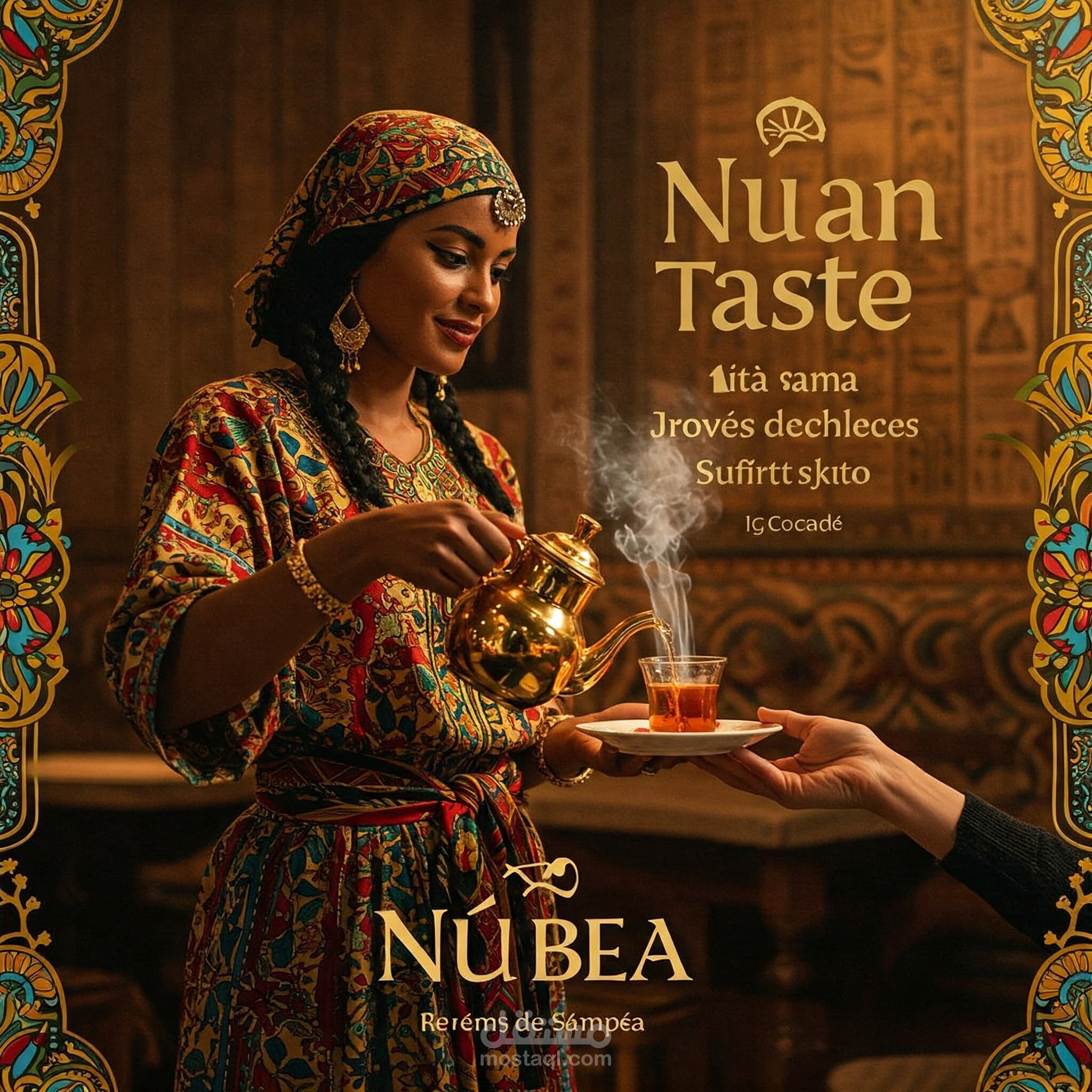 "تصميم إعلان كافيه Mazaaq El Nuba - تجربة نوبية أصيلة"
