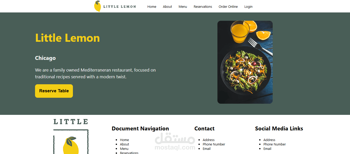 Little Lemon Restaurant Website