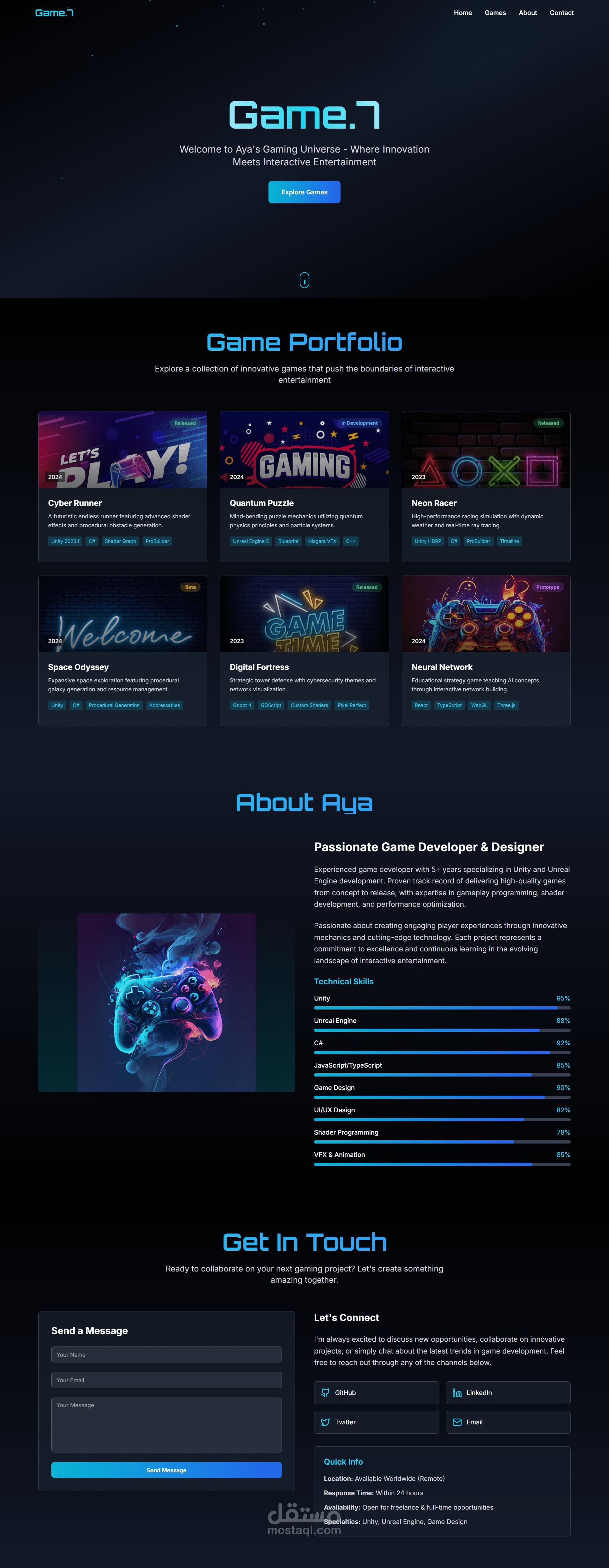 صفحه هبوط "landing page " لموقع العاب