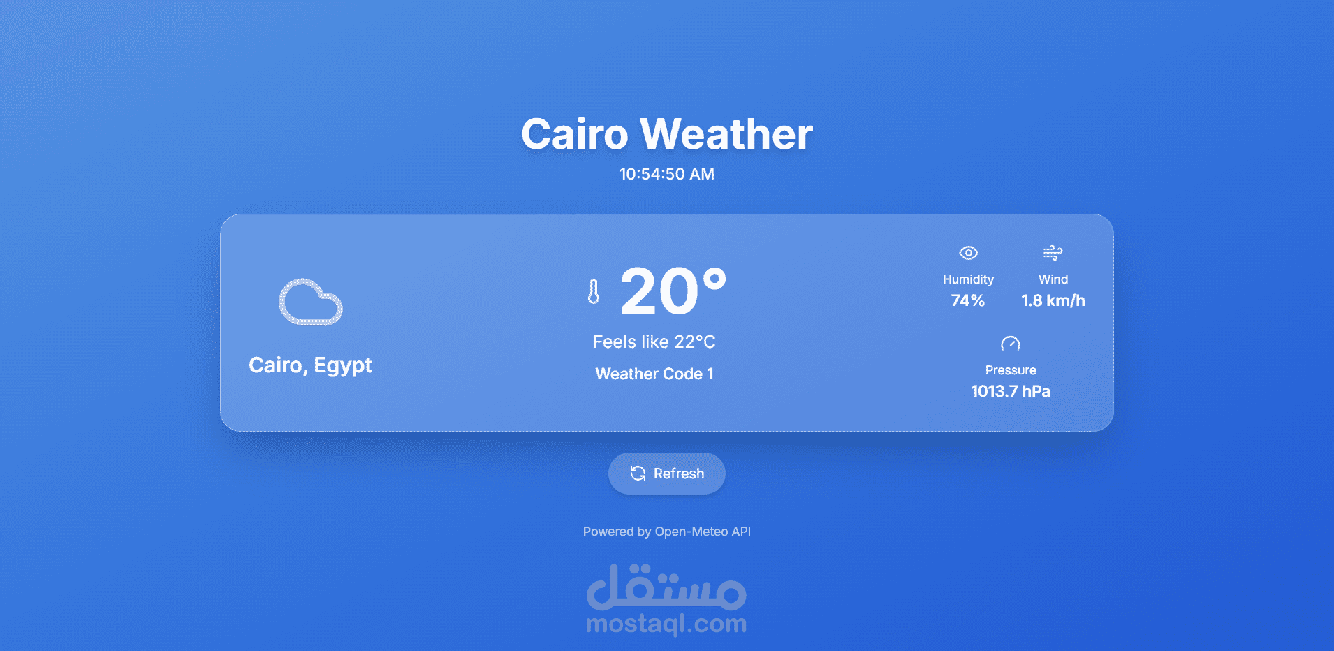 تطبيق ويب متجاوب يعرض الطقس لحظيًا