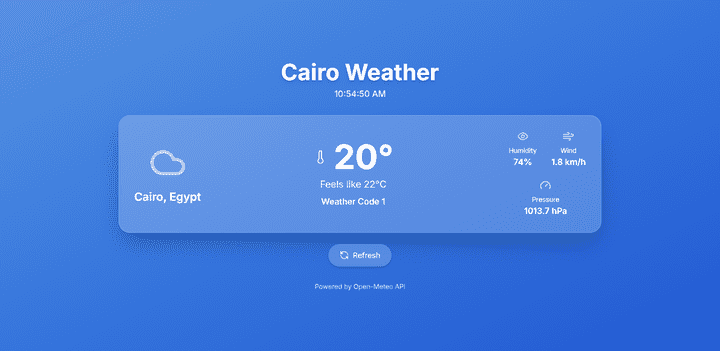 تطبيق ويب متجاوب يعرض الطقس لحظيًا