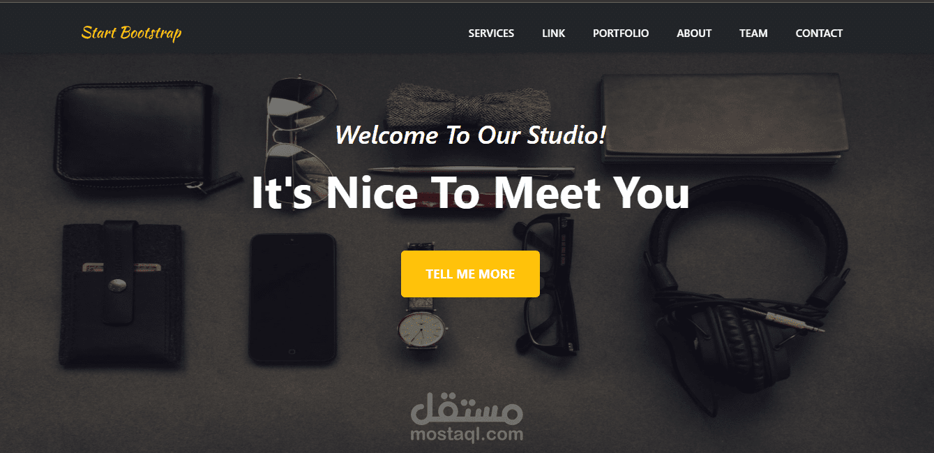 صفحة هبوط باستخدام اطار عمل Bootstrap CSS