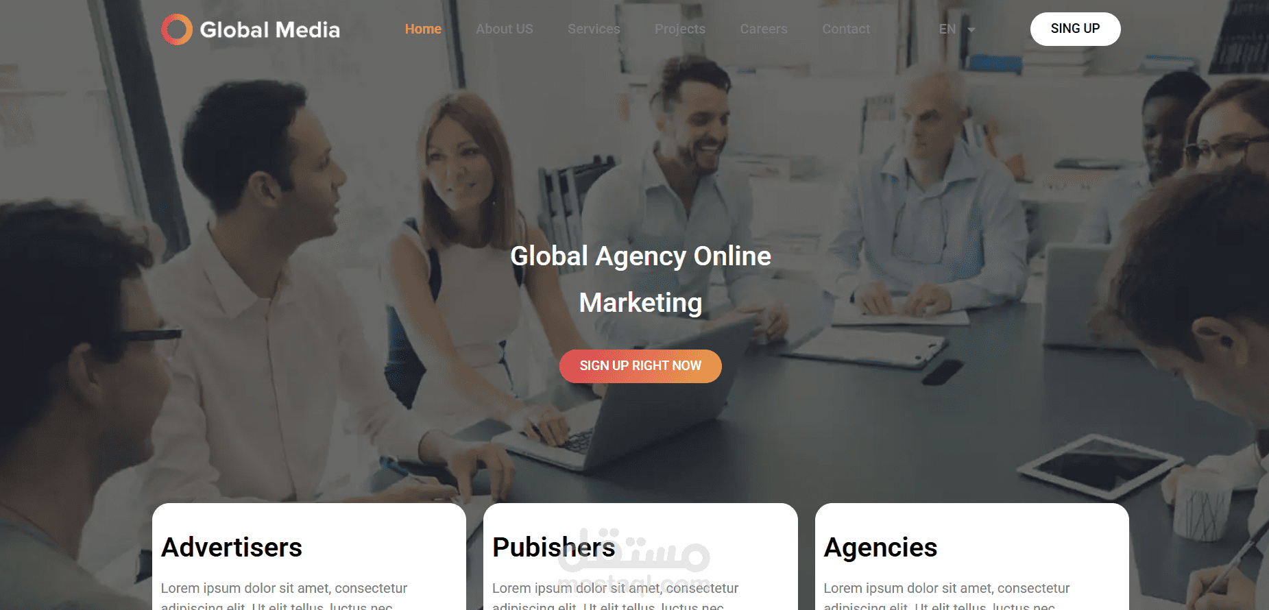 media and marketing agency website