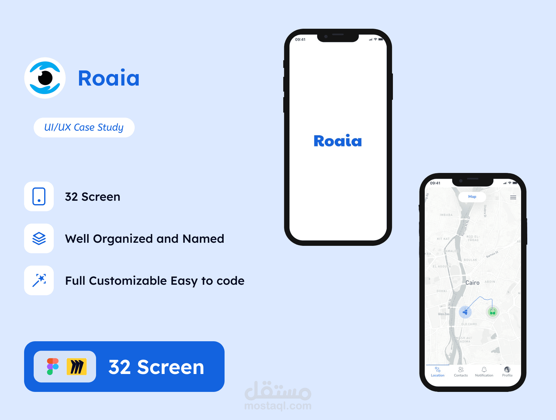 تصميم  واجهة وتجربة المستخدم لتطبيق رؤية ( Roaia ) تطبيق مقترن بنضارة ذكية لمرافق الكفيف