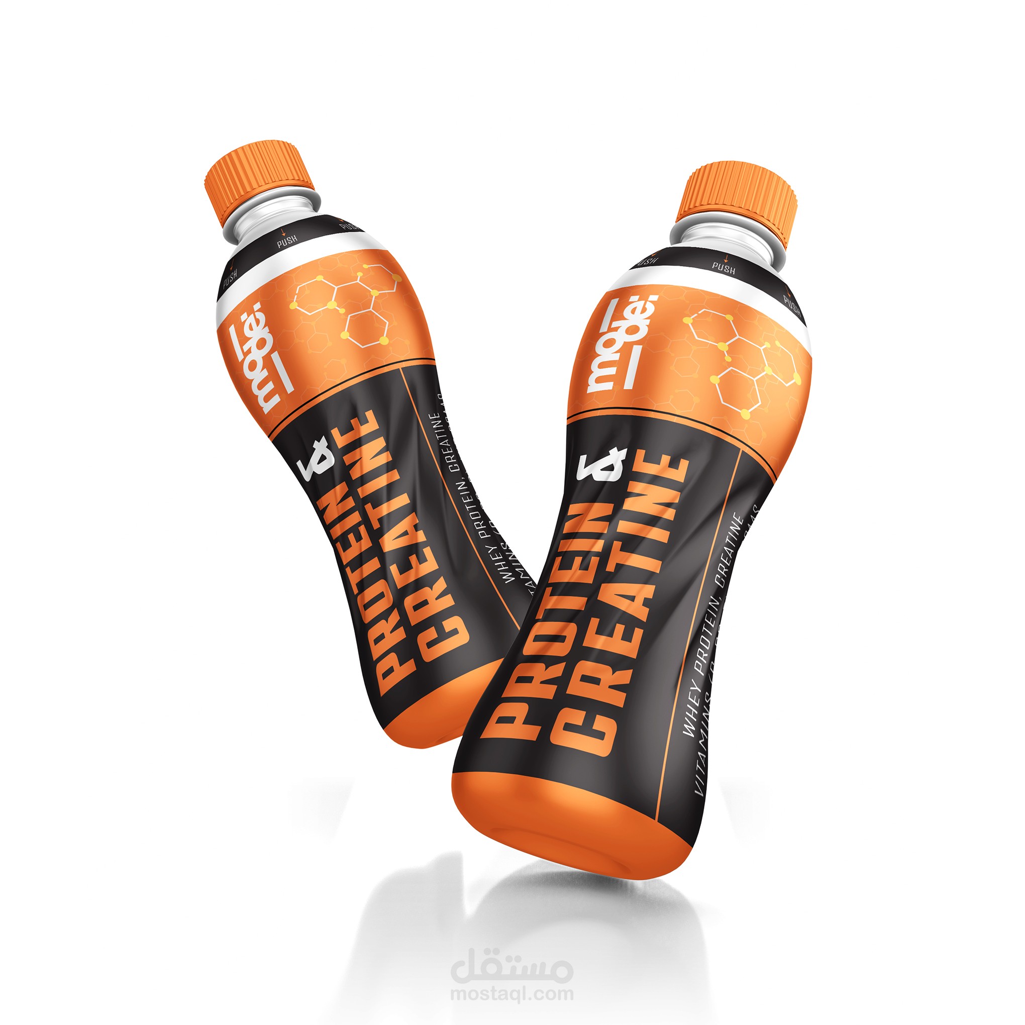 تصميم ملصق لعبوة مشروب رياضي Protein & Creatine