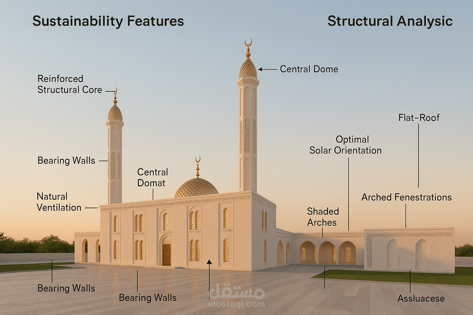 تصميم واجهة احترافية لمسجد.