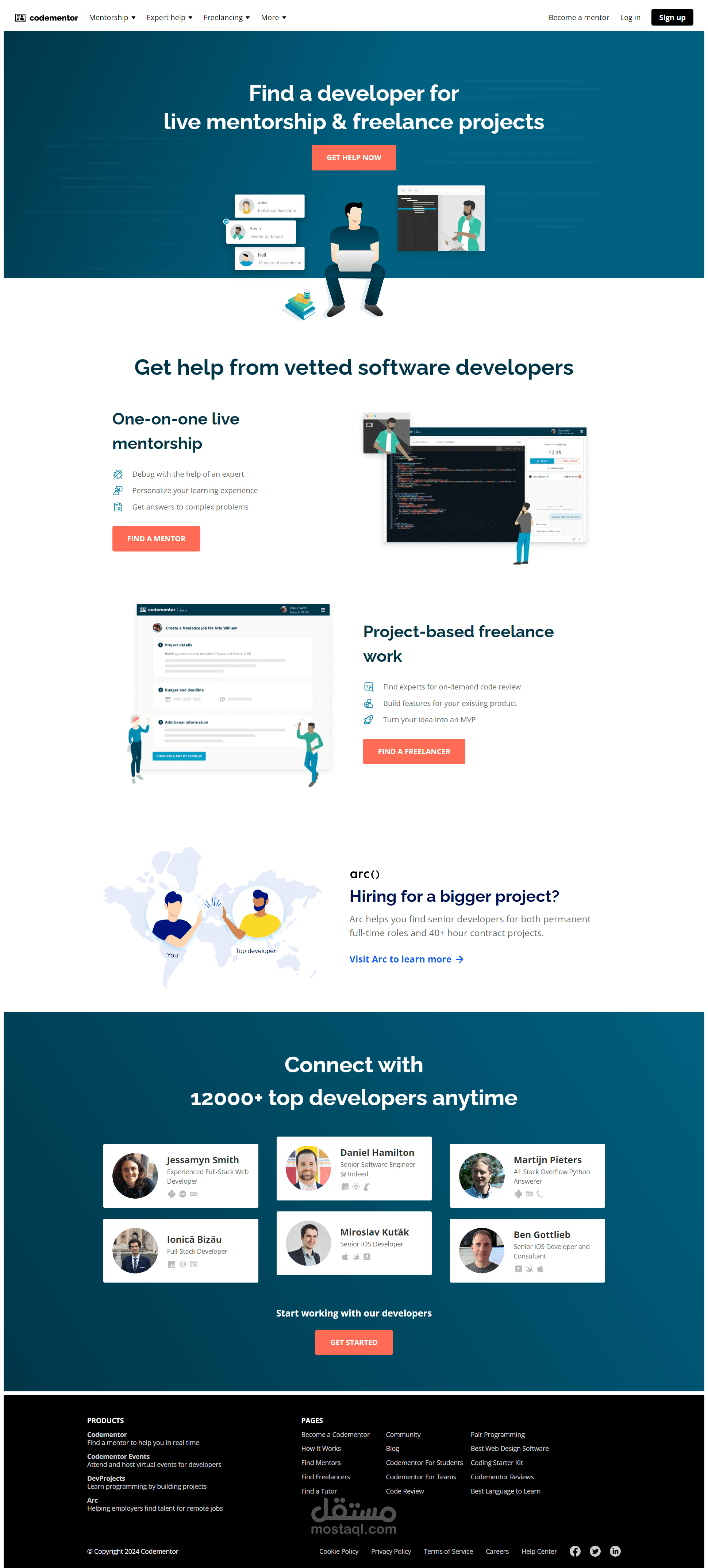imitate codementor landing page with React and Mui