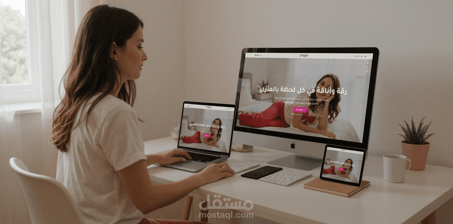 تصميم  متجر إلكتروني لبراند "رقة هوم وير" المتخصص في ملابس البيت النسائية