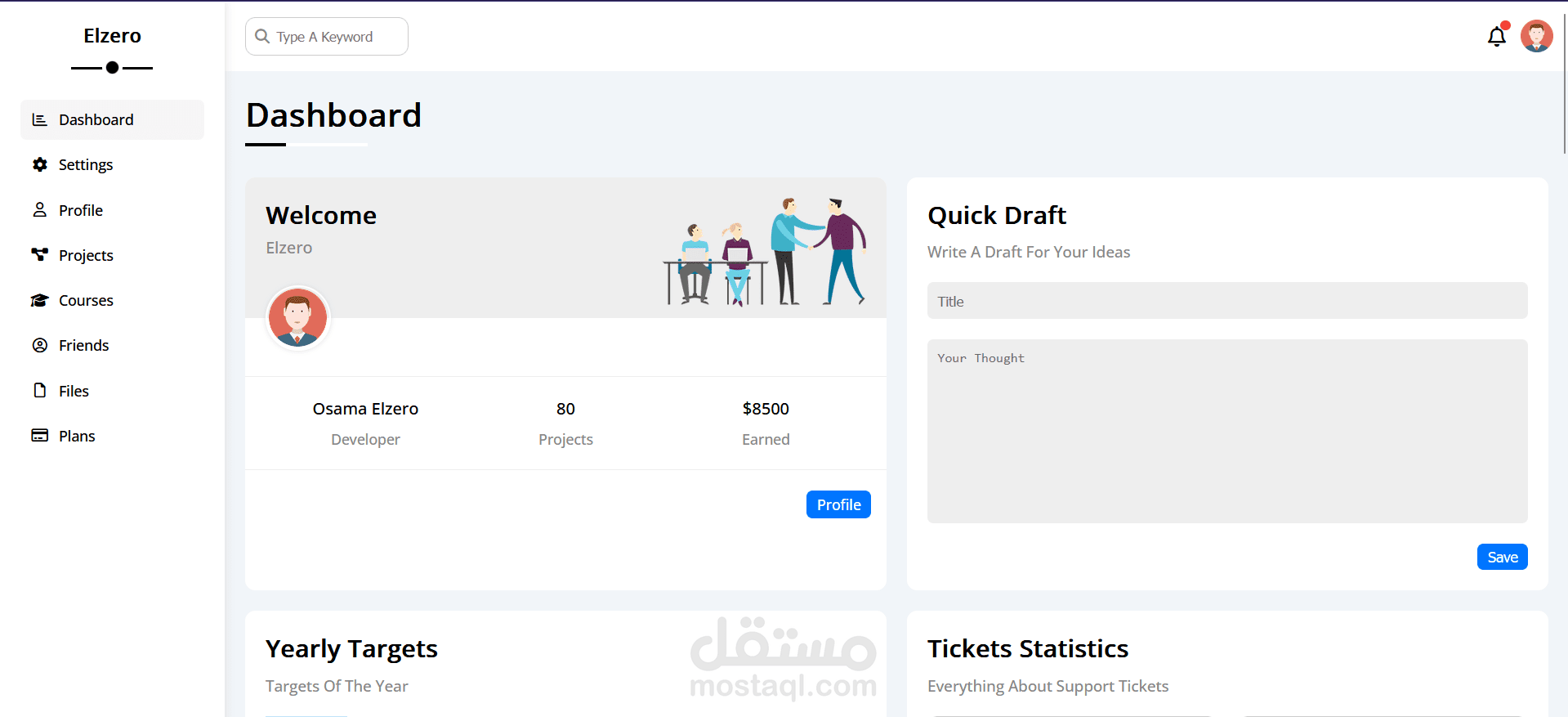لوحة تحكم (Dashboard)
