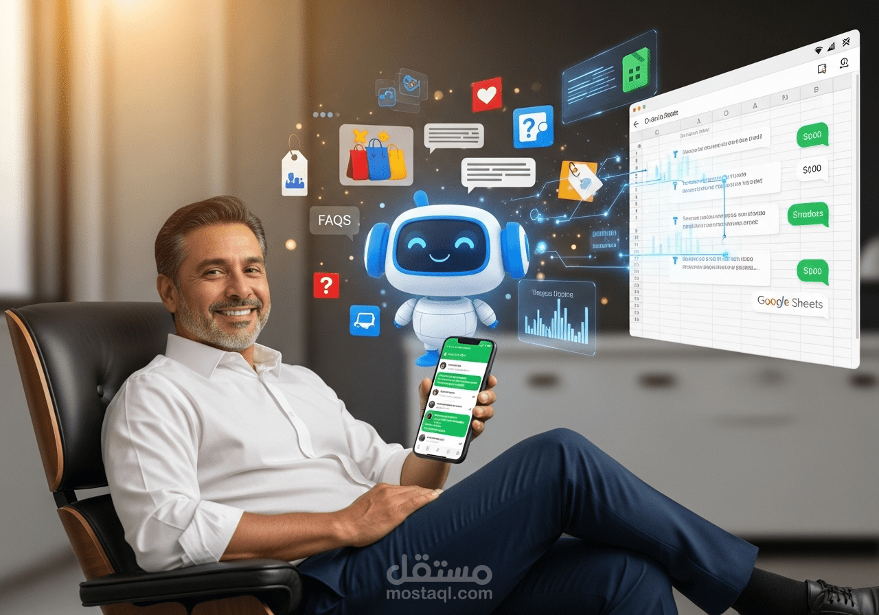 اتمتة وتدريب المنتج عبر واتسب مع قاعدة بيانات Google sheets
