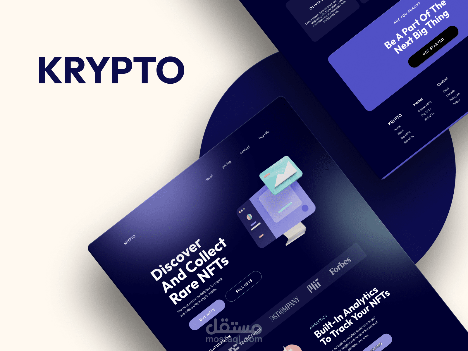 Krypto – صفحة هبوط لشراء وبيع الـ NFTs