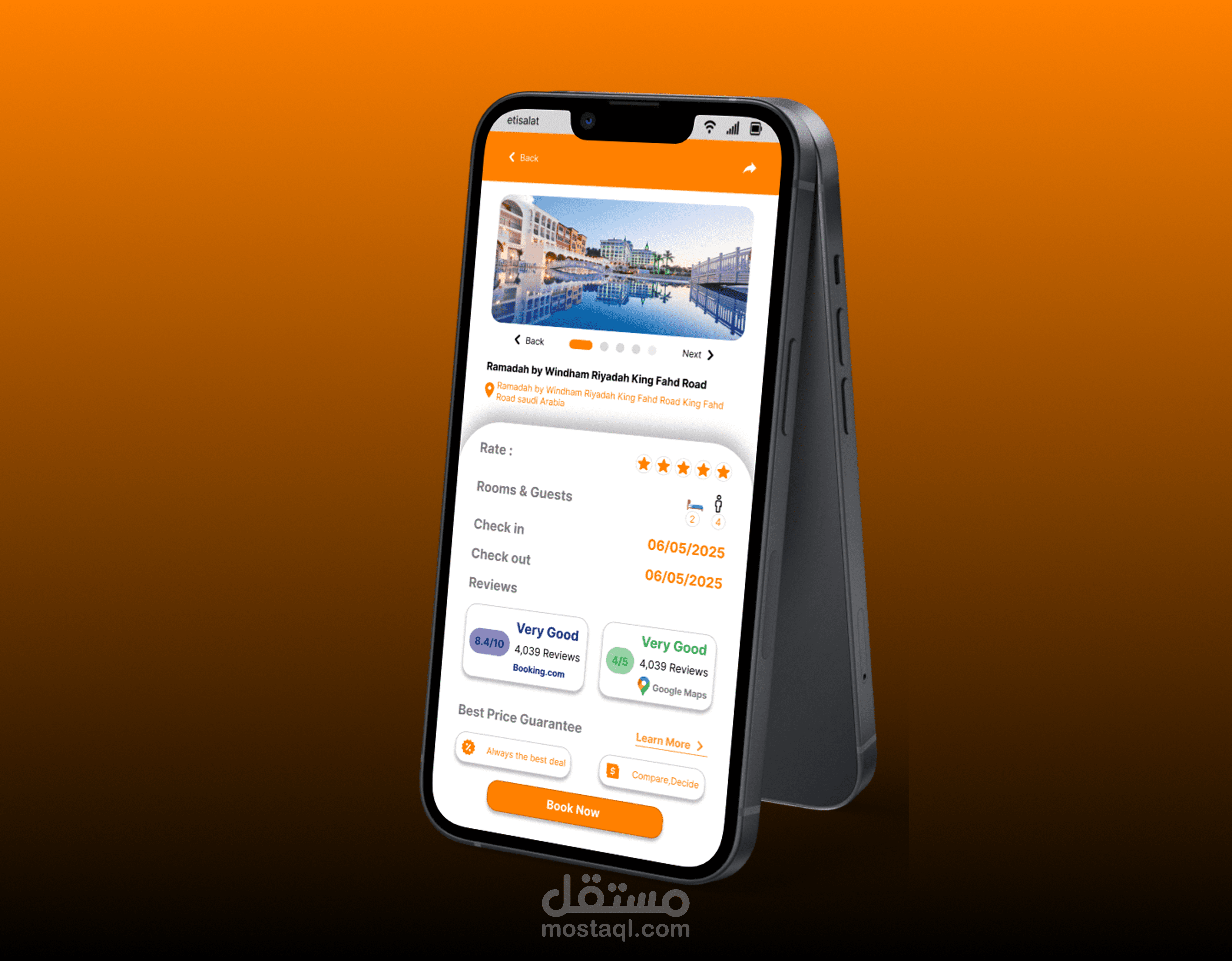 تصميم ui/ux واجهة وتجربة مستخدم لصفحة حجز فندق hotel reservation page