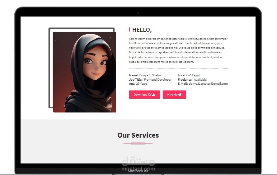 موقع بورتفوليو شخصي متجاوب باستخدام HTML وCSS