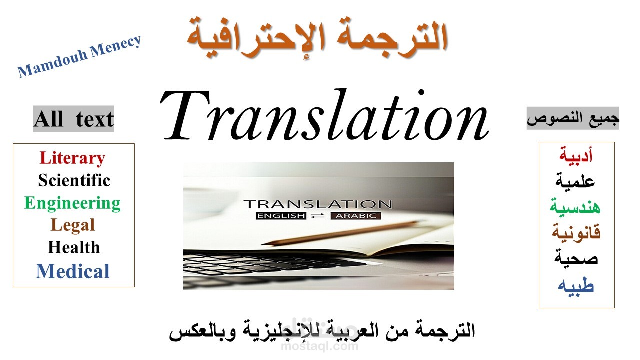 الترجمة الإحترافية من الإنجليزية الي العربية والعكس