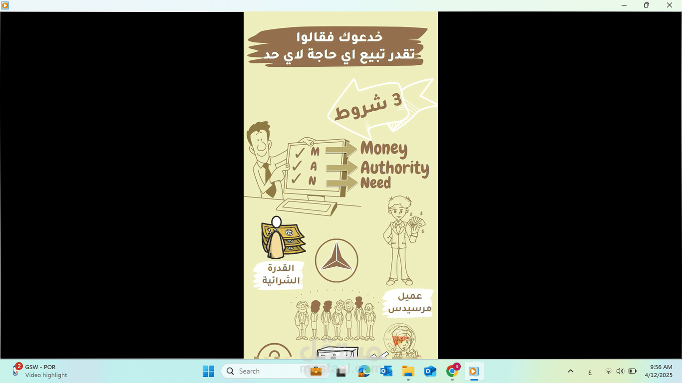 فيديو تعليمي قصير (reel) للنشر علي اليوتيوب لتوضيح اهم 3 اسرار في فن البيع