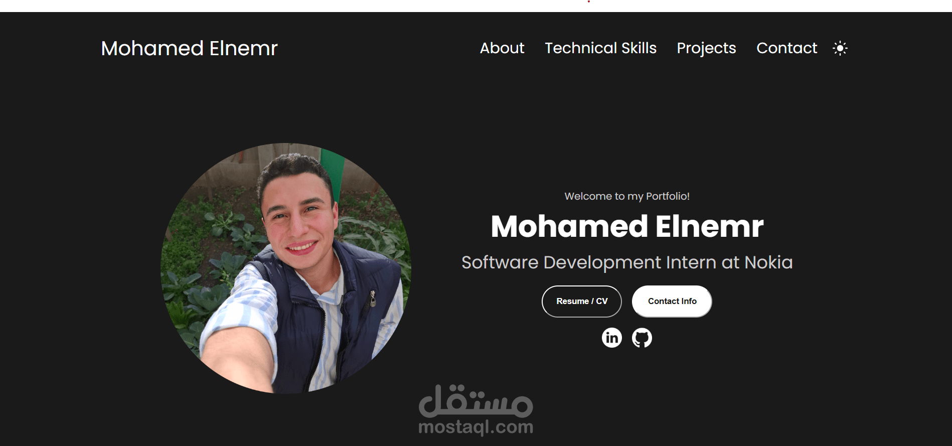 بورتفوليو شخصي تفاعلي (HTML/CSS/JS)