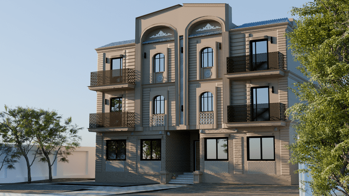 تصميم خارجي معماري لمبنى سكني في مدينة نصر القاهرة