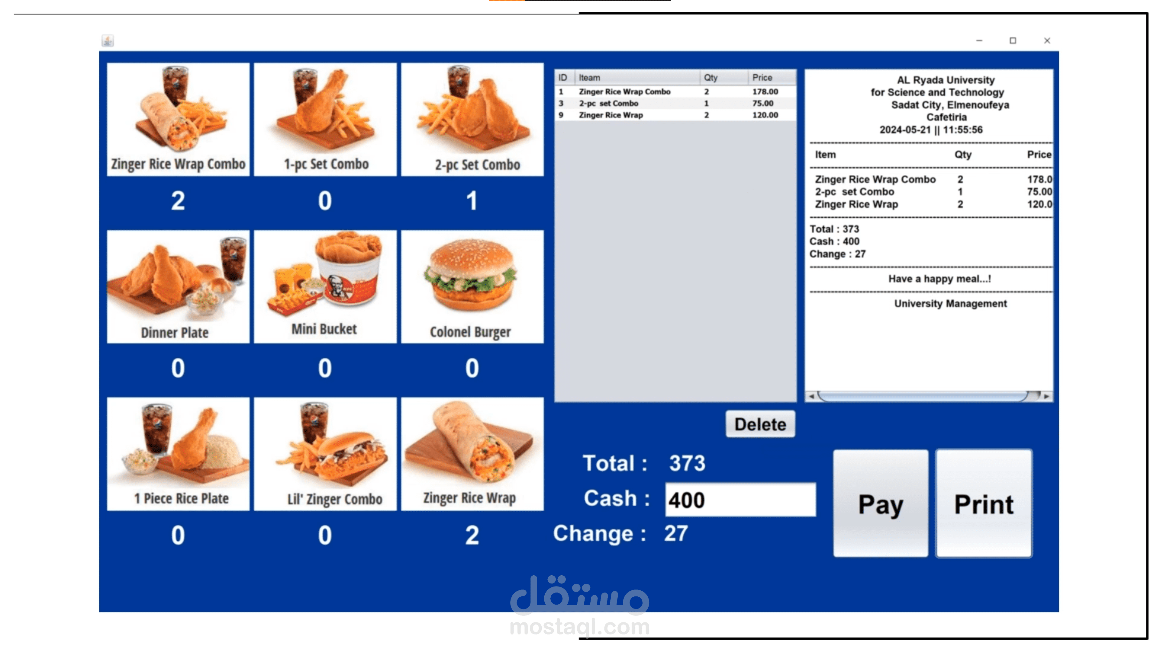 Fried Chicken Restaurant Cashier System