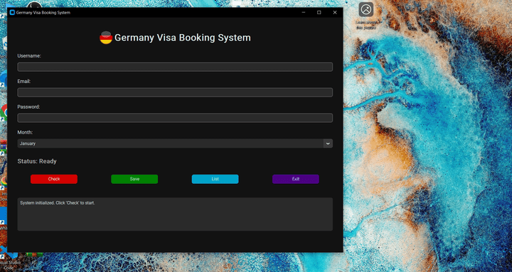 برنامج مكتبي احترافي لحجز فيزا ألمانيا TLS Germany (Python + Tkinter + Selenium)