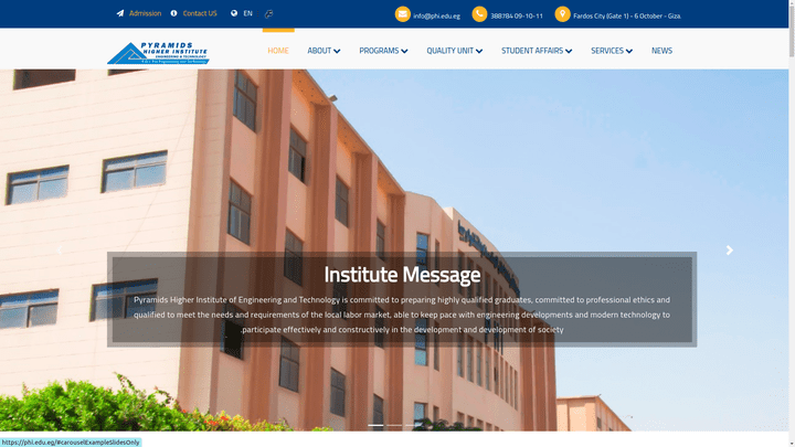 Pyramids Higher Institute of Engineering and Technology website