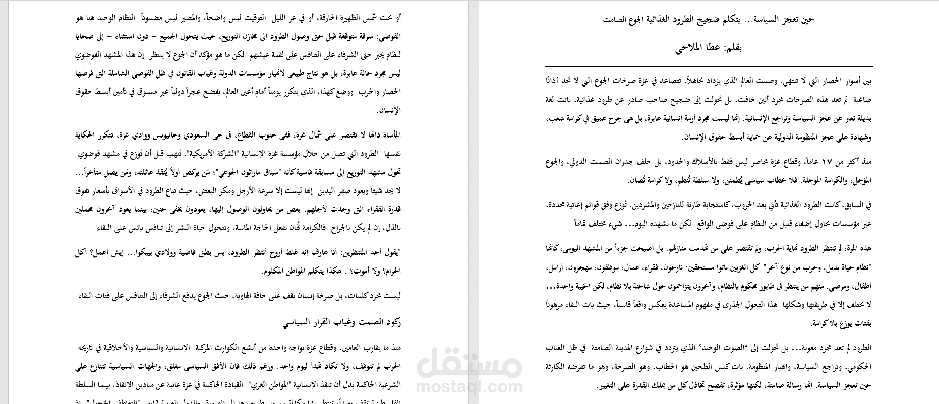 مقال تحليلي إنساني: "حين تعجز السياسة... يتكلم ضجيج الطرود الغذائية"
