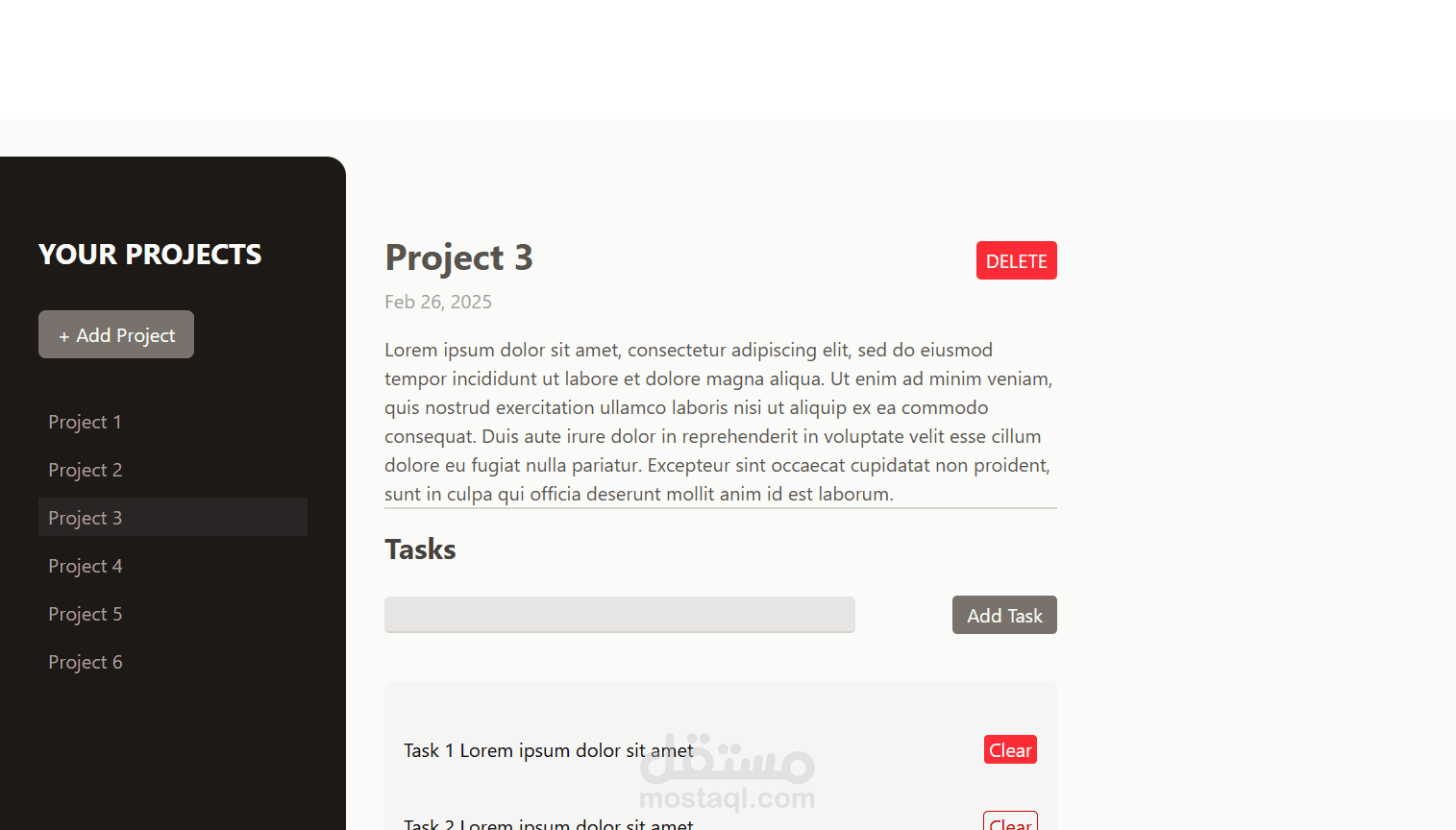 نظام إدارة المهام – Project Management App