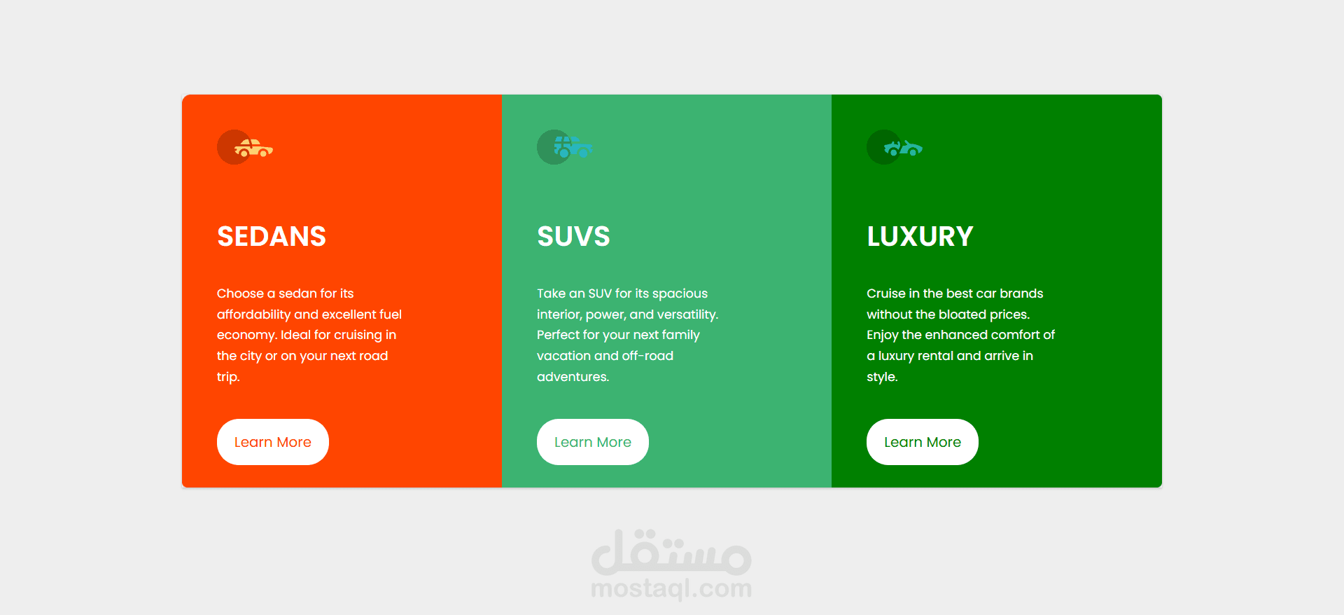 three column preview card component