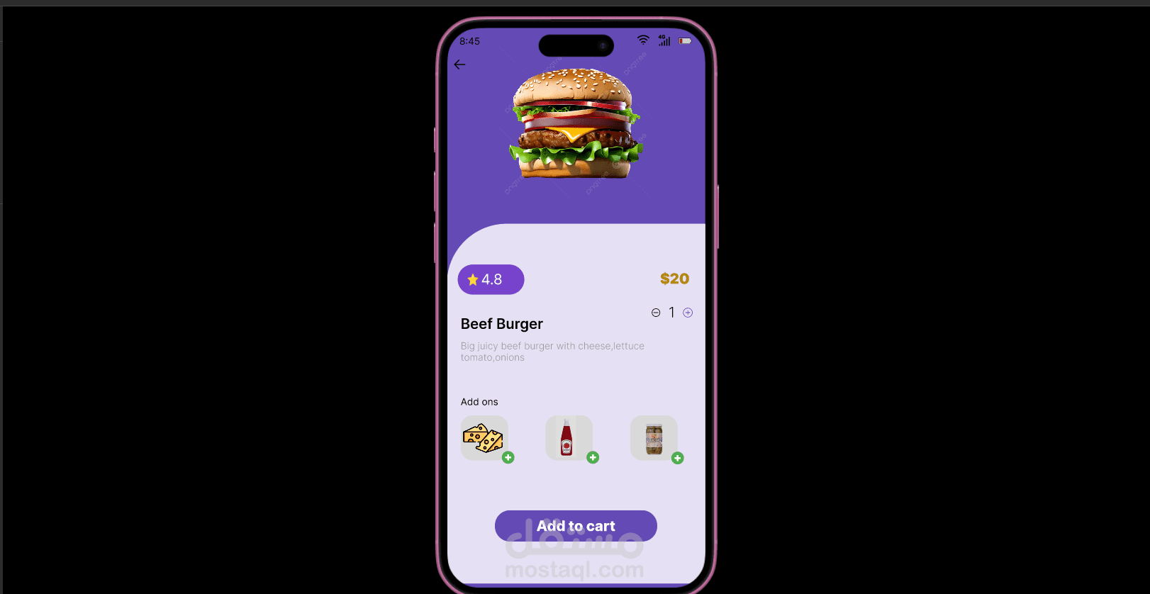تصميم واجهة تطبيق أكل للموبايل (Food Delivery App UI)