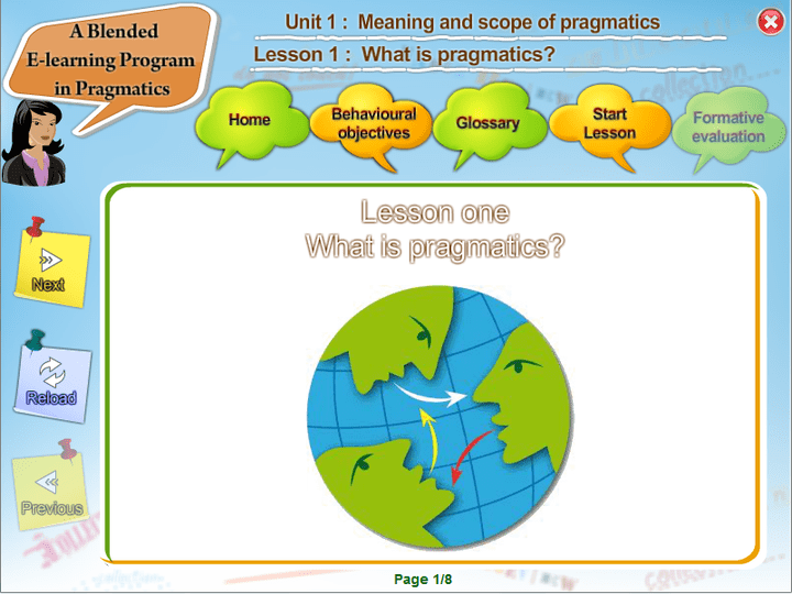 A blended e-learning program of pragmatics