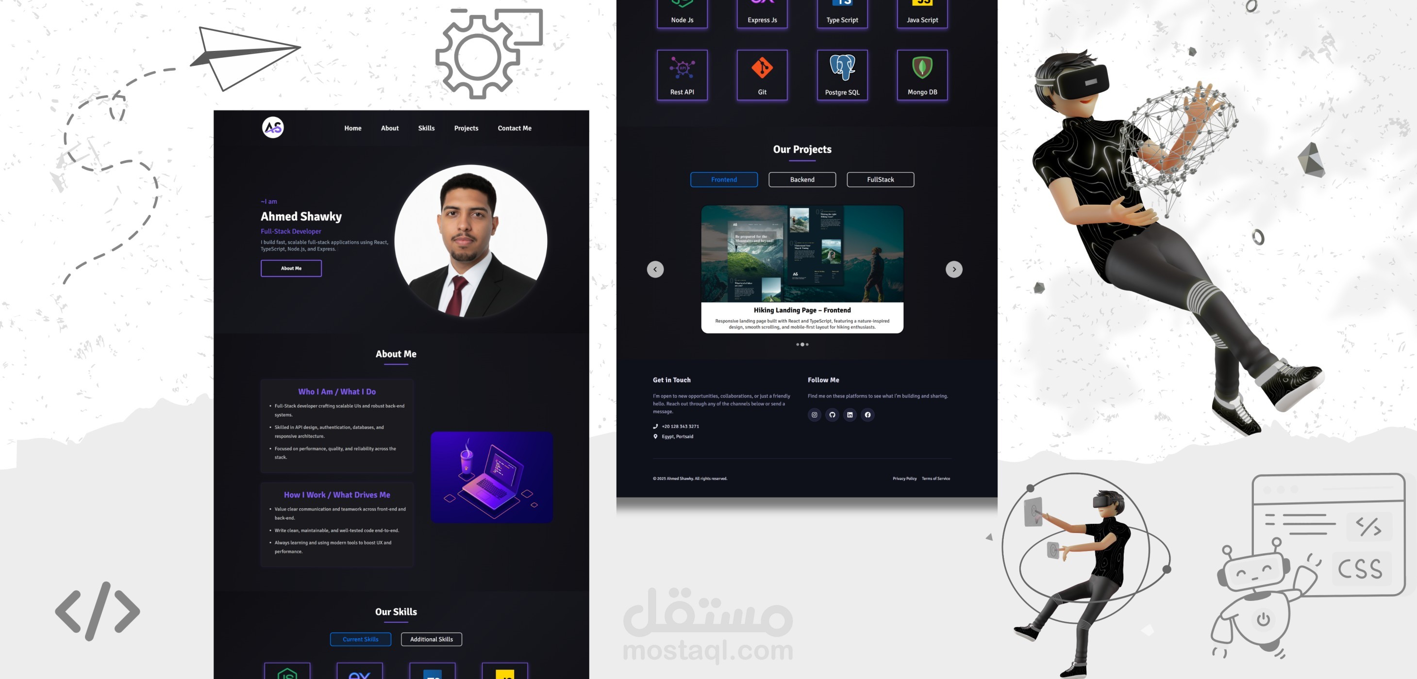موقع شخصي احترافي لعرض المشاريع والخبرات التقنية