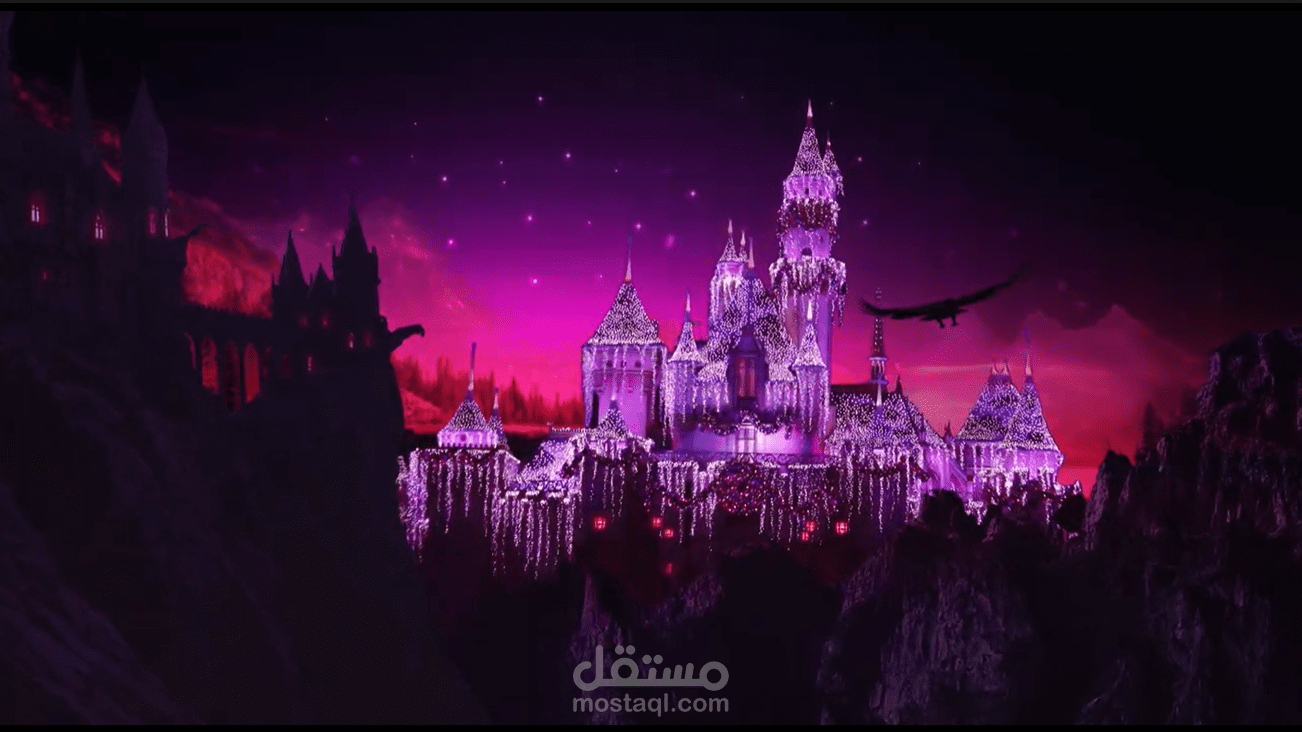 قصر بين الجبال – Matte Painting بأسلوب سينمائي