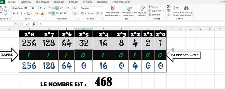 Excel folder to convert Binary numbers